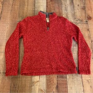 Woolrich womens red knit pullover 1/4 zip sweater -S